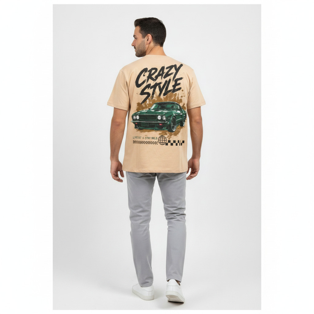 טי שירט Crazy Style רכב — בז׳